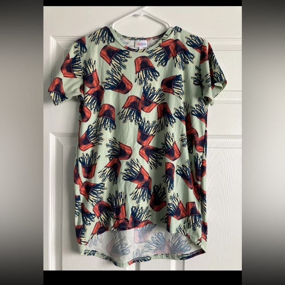 LulaRoe Size 14 French Fry Shirt Fast Food French Fries Short Sleeves
